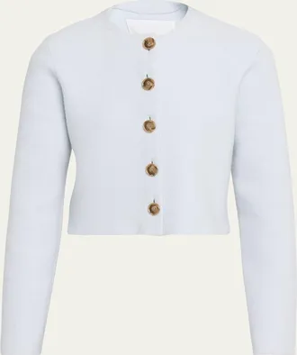 Brandon Maxwell Ryder Wool Knit Crop Jacket