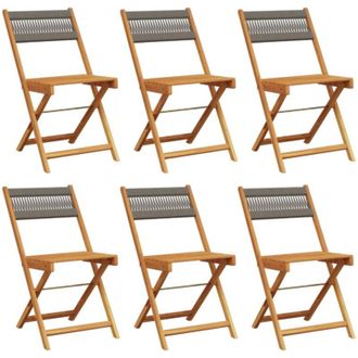 vidaXL Sillas De Jard&iacute;n Reclinables 6 Uds Madera Maciza Acacia Gris Vidaxl