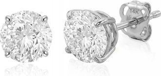 MAX + STONE 14k Gold Solitaire Round Earrings Studs Embellished with Swarovski Zirconia Various Sizes
