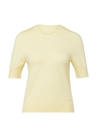 s.Oliver Strickpullover S.OLIVER, Damen, Gr. 34, butter gelb, Feinstrick, Obermaterial: 72% Viskose, 28% Polyester, unifarben, normal h&uuml;ftbedeckend, Rundhals, 