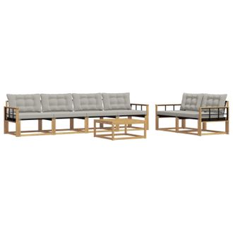 vidaXL Conjunto De Sof&aacute;s De Exterior 7 Pcs Blanco Y Gris Claro Vidaxl