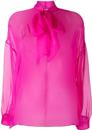 Valentino Garavani Tie-Fastening Sheer Blouse