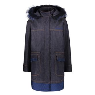 Fendi Parkas, female, Blue, S, Denim Jacket with Fox Fur Trim