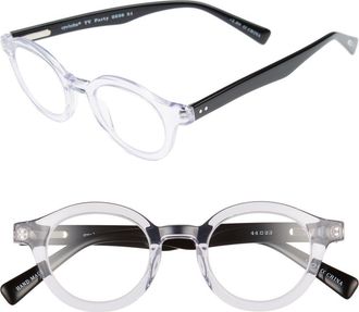 Eyebobs TV Party 44mm Round Reading Glasses in Clear/black /Clear at Nordstrom, Size +1.25