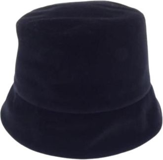 Prada Pre-owned Triangle Logo Velvet Bucket Hat - Dames - Vintage Accessoires - Zwart - ONE Size - Vintage
