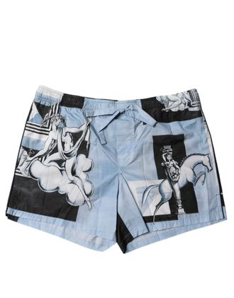 Dolce & Gabbana Blue Statue Print Cotton Mens Mens Shorts