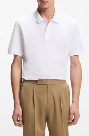 BOSS Pallas Solid Cotton Piqu&eacute; Polo in White at Nordstrom, Size Xxx-Large