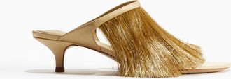 H&M Hohe Sandaletten mit Fransenbesatz - Hellbeige/Goldfarben