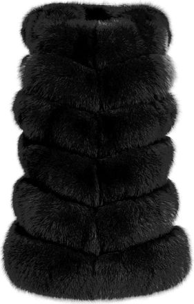 Wanan Luxury Roxanne Black Fox Fur Vest