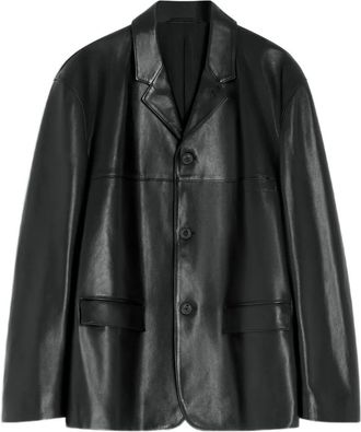 Christophe Lemaire tailored single-breasted leather jacket - Black