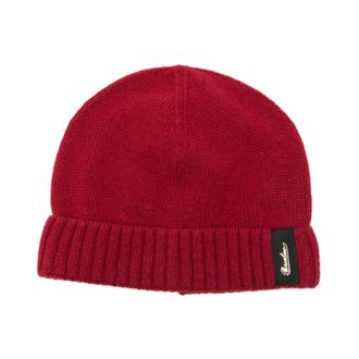 Borsalino Rode Kasjmier Gebreide Omgeslagen Manchet Hoed - Dames - Hoeden - Rood - ONE Size - Kasjmier - Accessoires