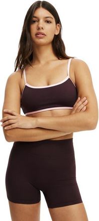 Cotton On Womens Active Ultra Soft Double Strap Back Crop in Italian Plum Cherry Dream at Nordstrom, Size Small