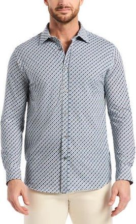 Robert Graham Cooper Geo Stretch Cotton Button-Up Shirt in Blue Multi at Nordstrom Rack, Size Xxx-Large