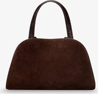 Tory Burch Womens Suede Satchel Bag Romy Brown Shoulder