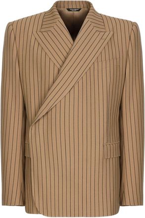 Dolce & Gabbana pinstripe-pattern wool blazer - men - Virgin Wool - 56 - Neutrals