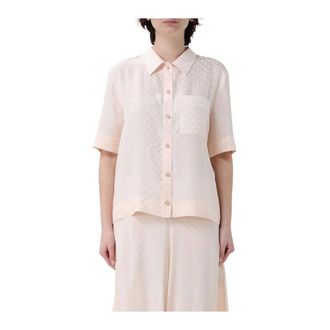 Fendi Shirts, female, Beige, XS, Silk Shirt with FF Logo Pattern