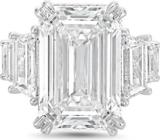 Diana M. Jewels Platinum Lab grown 12ct Emerald Cut Diamond hidden halo fashion ring
