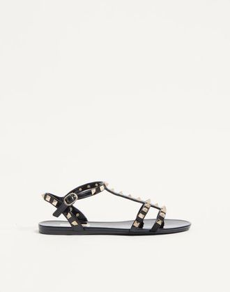 Valentino Garavani Rockstud Flat Rubber Sandals Wo