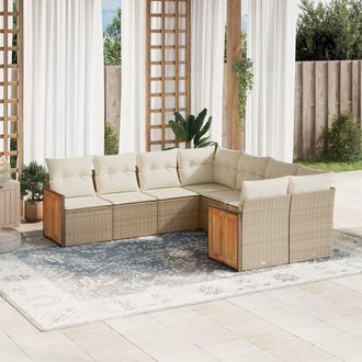 vidaXL Vidaxl - Juego De Sof&aacute;s De Jard&iacute;n Con Cojines Beige 8 Pzas Rat&aacute;n Pe