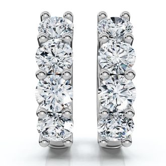 Pompeii3 2Ct Diamond Hoops Small 14k White or Yellow Gold Lab Grown 5/8 Tall