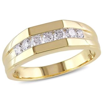 Amour Mens 1/2 CT TW Diamond Wedding Band In 10K Yellow Gold