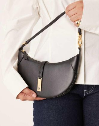 Polo Ralph Lauren ID - Borsa da spalla piccola nera 100% pelle-Nero