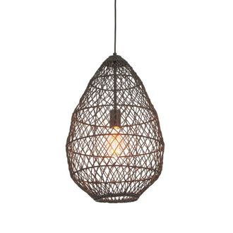 Netlighting Pimva Wire Frame Pendant Ceiling Light Black Rattan Matt Black 1x E27