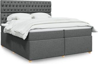 vidaXL Cama Box Spring Con Colch&oacute;n Tela Gris Oscuro 200x200 Cm Vidaxl