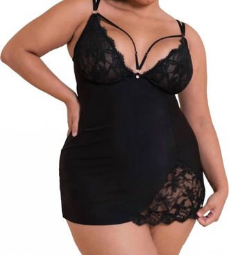 Scantilly Embrace Chemise Plunge Wireless Sexy Lingerie In Black