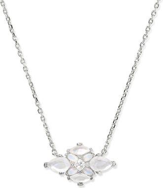 Kendra Scott Abbie Crystal Short Pendant Necklace In Silver