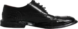 Dolce & Gabbana Zwarte leren Derby Wingtip formele schoenen - Heren - Nette schoenen - Zwart - 42 EU - Leer - Schoenen