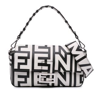 Fendi Baguette Logo Print Schoudertas