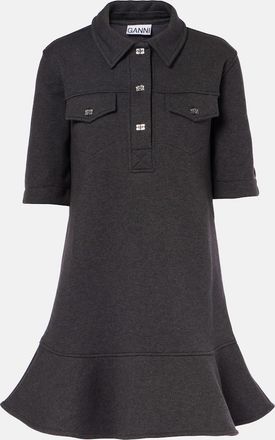 Ganni Striped cotton polo dress