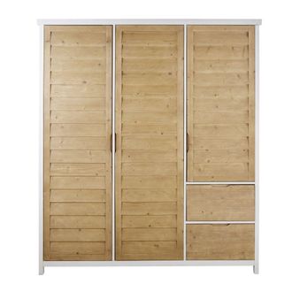 Maisons du monde Armario con 3 puertas y 2 cajones de p&iacute;cea maciza 175