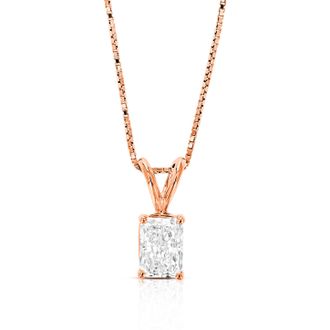 Vir Jewels 1 cttw Radiant Lab Grown Diamond Solitaire Pendant Necklace in 14K Gold with Chain For Women