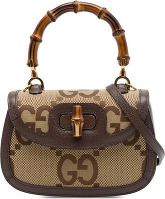 Gucci Pre-owned Gucci Small Jumbo GG Canvas Web Bamboo 1947 Top Handle Bag Ladies J2PPWAWGQIMNX2LX