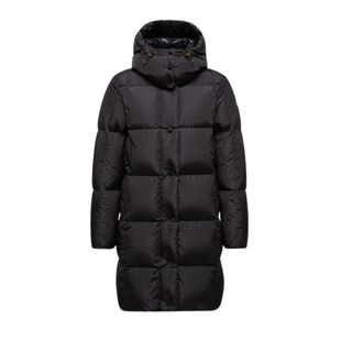 Moncler Down Coats, female, Black, L, Quilted Hooded Down Jacket