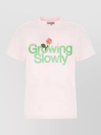 Ganni cotton crew neck graphic print t-shirt