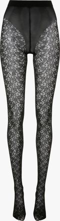 Victoria Beckham Monogram Lace Tights In Black XS-S
