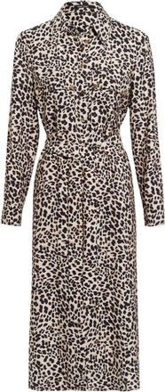 Marc Aurel Kleedjes, Dames, Beige, XS, Luipaardprint Jurk met Strakke Taille