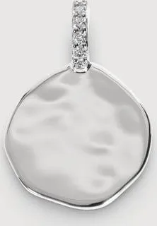 Monica Vinader Sterling Silver Diamond Coin Pendant Lab Grown Diamond