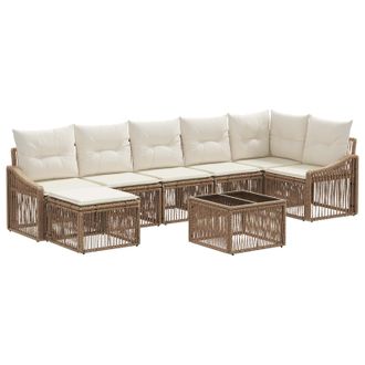 vidaXL Conjunto De Sof&aacute;s De Jard&iacute;n 8 Pcs Beige Rat&aacute;n Sint&eacute;tico Vidaxl
