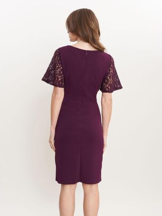 Gina Bacconi Womens Imola Lace Cocktail Dress With Embroidered Yoke - Purple - Size 20 UK