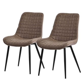 ML Design Set 2x Sillas De Comedor Marr&oacute;n Con Respaldo, Asiento Polipiel Acolchado Tapizado De Terciopelo Con Patas De Metal Sill&oacute;n De Dise&ntilde;o Moderno Para Mesa 