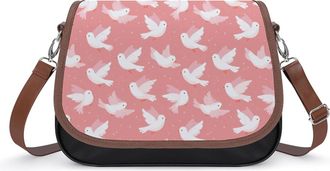 Generic Cute White Doves Pattern Womens Crossbody Bag Fashion Shoulder Handbags Message Tote Bag with Adjustable Strap