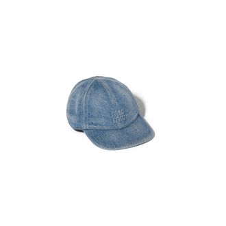 Miu Miu Washed Denim Baseball Cap, Woman, Sapphire Blue, Size S