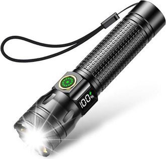 No Brand Linterna Led Recargable De 2000 L&uacute;menes: Extremadamente Brillante, Con Zoom, 3 Modos, Resistente Al Agua, Ideal Para Actividades Al Aire Libre