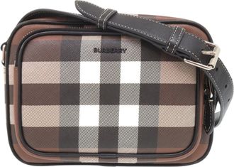 Burberry Black Brown White Pvc Leather Shoulder Bag (Pre-Owned)