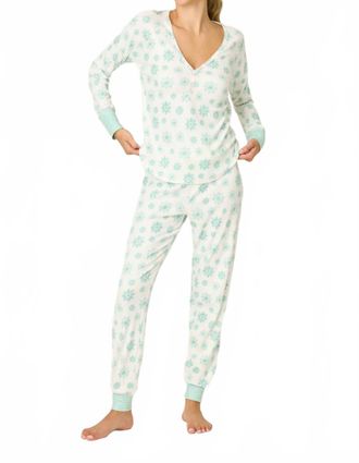 PJ Salvage Snowflake Wishes Pointelle Pants Set In Ivory