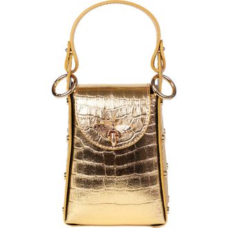 Persaman New York Anette Croc-Embossed Leather Crossbody Bag in Metallic Gold at Nordstrom Rack